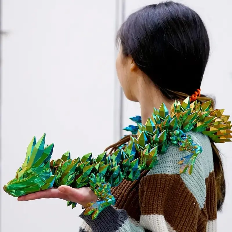 3D Printed Crystal Dragon Toy Figurine, Sizes 60cm, 84cm, 150cm, Flexible Joints, Vivid Colors, Perfect Home Office Indoor Decor, Articulating Animal Collectible Figurine, Ornaments, Creative Gift