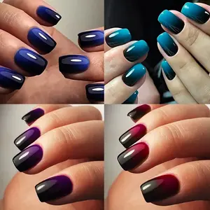 96pcs Short Square Nail Tips Set, & Blue Light Color Glossy Finish Acrylic Nails, Includes Storage Box, Ideal for Women & Girls Daily Wear