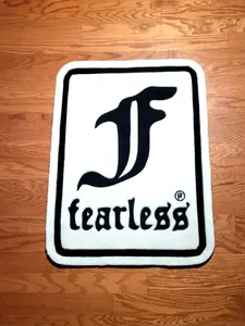 Fearless Box Logo Tufted Rug - Black on White