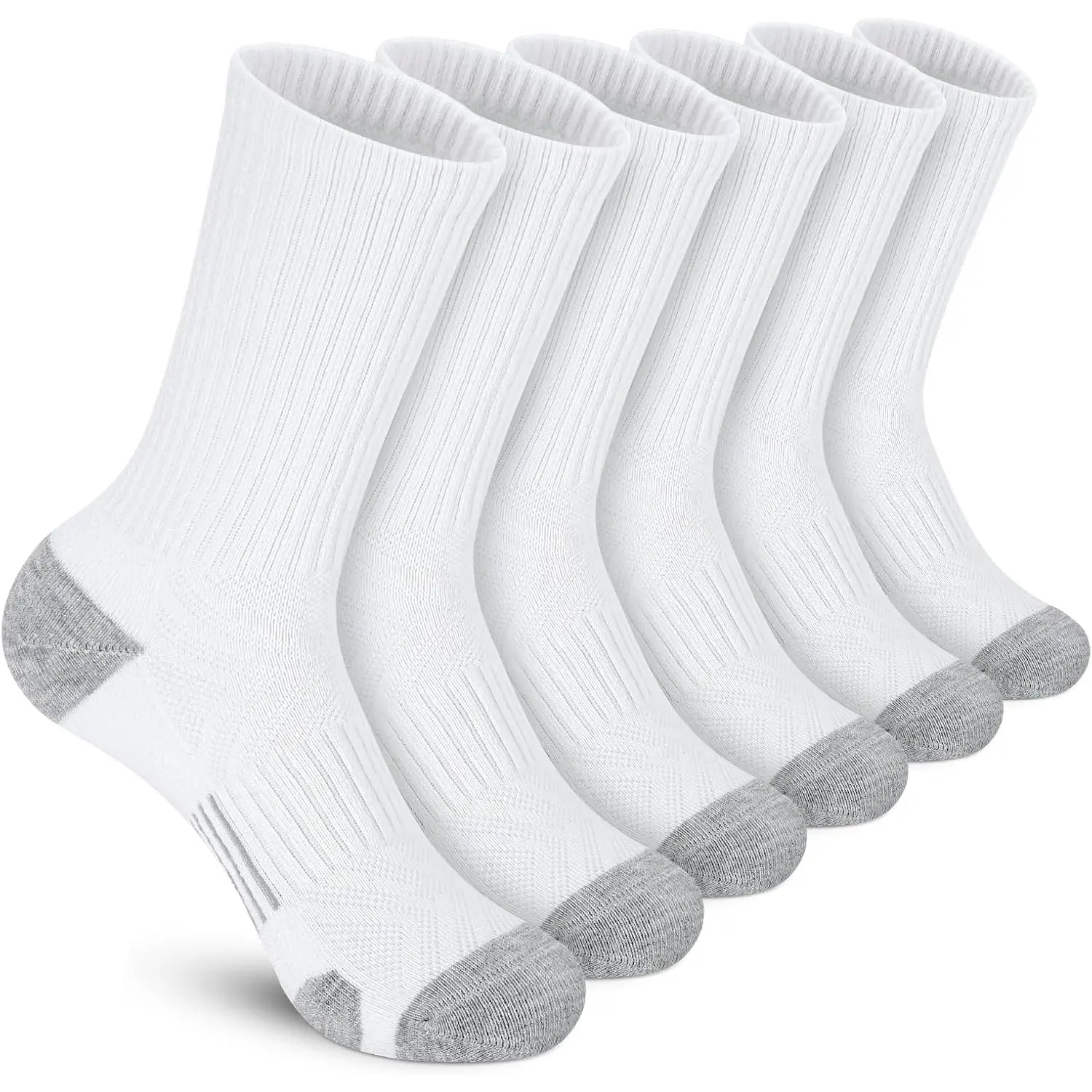 6 Pairs Athletic Socks, Round Neck Cushion Running Socks, Performance Breathable Crew Socks ,Outdoor Sports Socks for Men Women,Textiles & Soft Furnishings