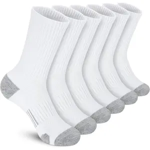 6 Pairs Athletic Socks Cushion Running Socks Performance Breathable Crew Socks Outdoor Sports Socks for Men Women, Car Interior Accessories Active Wear