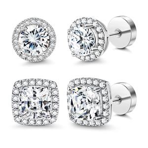 FASACCO Flat Back Cubic Zirconia Earrings - Round, Square Fashion Studs for Men, Elegant Jewelry, Men's Accessories, Durable Flatback Costume Jewelry for Black Friday, Summer Vibes,summeroutfits,vacationoutfits,beachoutfits