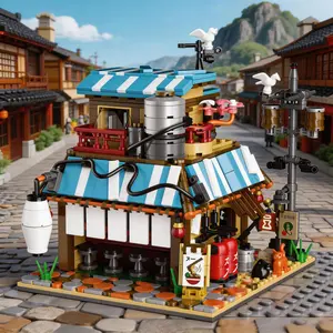 Building block set - Japanese Lamian Noodles shop mini building block simulation building block toy, suitable for teenagers to give gifts and as a decoration