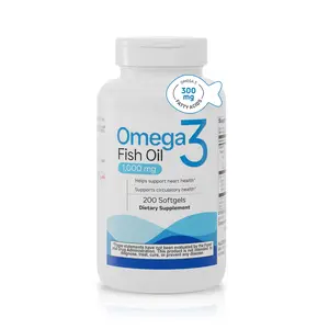 Omega 3 Fish Oil 1000 mg Softgels – EPA & DHA Support (60/200 Softgels), Dietary, Natural