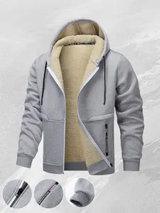 Classic men's hooded jacket with fleece lining, skin-friendly, suitable for autumn wear, adjustable hat, ribbed hem, urban commuter trendy windproof coat SpringStatements