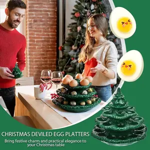 Christmas Devil Egg Tray Ornament, Resin Christmas Tree Party Plate, Creative Holiday Decoration, Traditional Devil Egg Tray Blend