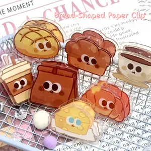 Bread-Shaped Acrylic PP Clips | Cute Cartoon Photo/Note Clips for Stationery & Books