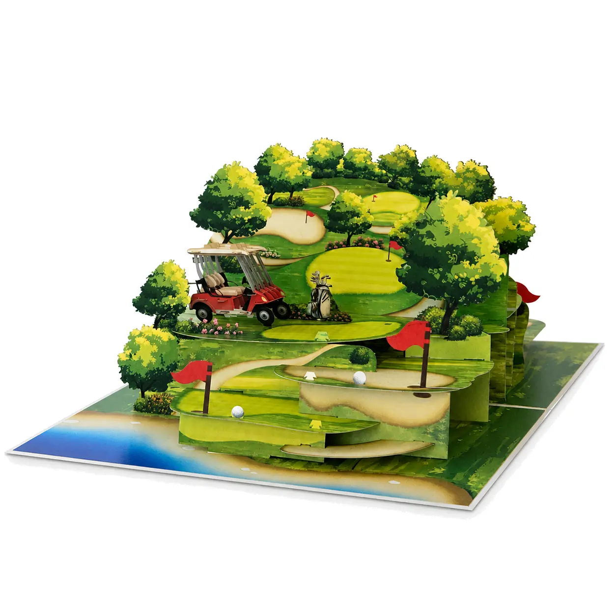 Golf Pop Up Card | 3D Golf Course Greeting Card & Keepsake Gift for Golfer, Dad, Grandpa, Husband | Birthday, Father's Day, Retirement
