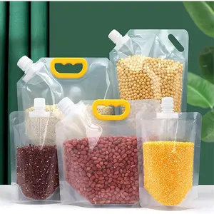10-Piece 2.5L Airtight Kitchen Cereal Storage Bags, Resealable Washable Clear Stand-Up Containers, Moisture-Odor Resistant BPA-Free Reusable Plastic Suction Bags for Food Storage