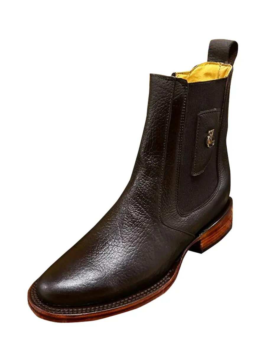 Men's Ankle Boots - Chocolate, Zipper-Closure Men's Footwear, Casual Western Style Cowboy Aesthetic Shoe, Side Zipper