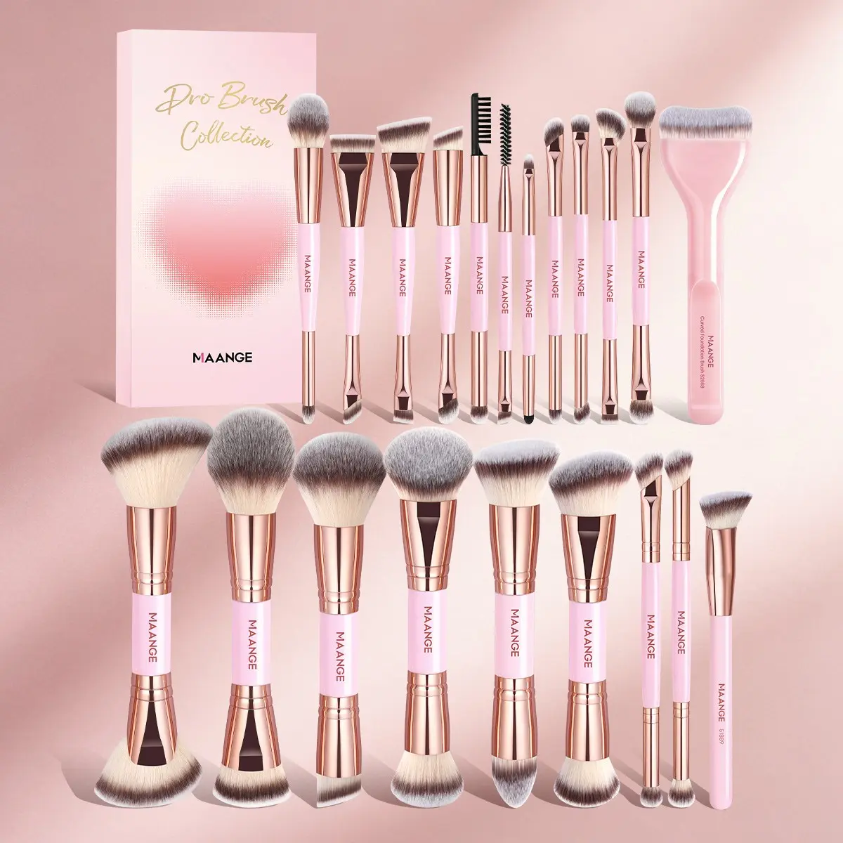 Maange 21-Piece Professional Makeup Brush Set with Storage Box, Metal Frame, Essential Makeup Tools, Face Makeup Brushes, Perfect for Beauty Enthusiasts, Makeup Blending Brush, Cosmetics Brushes Set