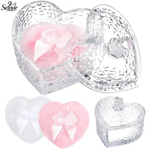 Dusting Powder Jar with 2 Pcs BodyPuff Powder Box with Makeup Puff Crystal Valentine's Day gift Powder Container with Puff Crystal Case Soft Washable Reusable Velour Face Body Glitter Wet Dry Makeup