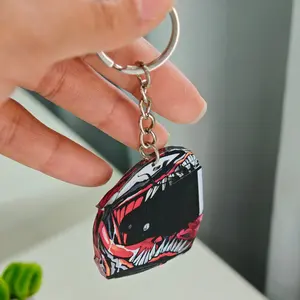 Classic Motorcycle Helmet Acrylic Lightweight Keychain, Vintage Extreme Sports Pendant, Bag and Car Key Decoration, Christmas Party Gift