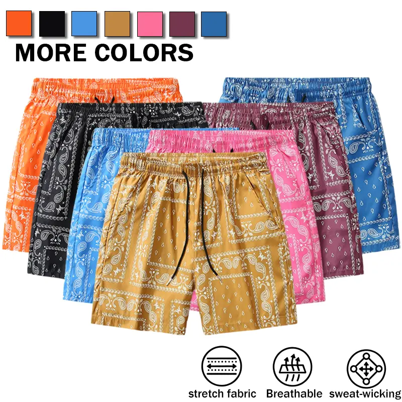 [ Summer Atmosphere ] Men's fully printed ice silk quick drying casual beach shorts Summer quick drying trendy brand casual loose shorts 5PCS value combination