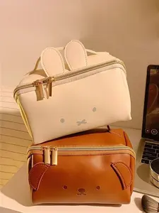 1pc  Handheld makeup bag with cute design, multifunctional storage bag, zipper closure, fashionable and versatile, simple and trendy, suitable for commuting, business travel, Travel Cosmetic Bags, portable women's makeup bag, Handheld Cosmetic Pouch