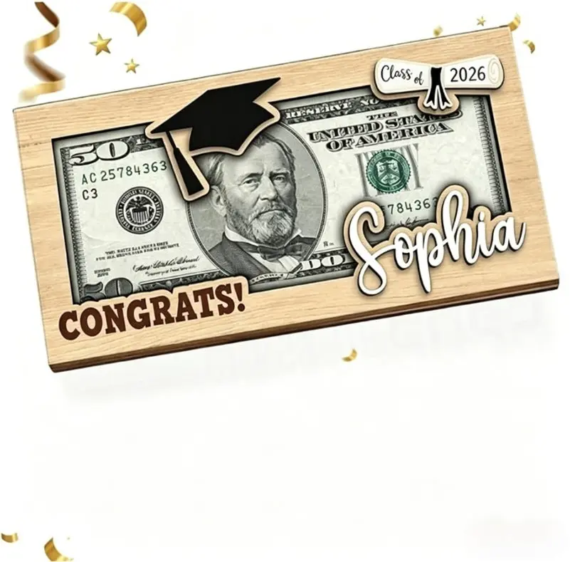 Personalized 2026 Graduation Wooden Money Envelope - Custom Name Year Cash Holder, Precision Engraving Party Favor Gift for Graduation Celebrations (Home & Festive Party Supplies), Precision Engraving Party Gifts