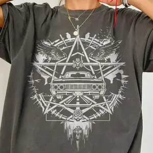 "Supernatural" Logo T-shirt, Dean Winchester T-shirt, Sam Winchester T-shirt, Winchester Brothers T-shirt, Sam and Dean T-shirt meme friendship QR Code F You  Custom Picture Portrait  fleece-lined zip sweater  sunday comfortable hoodie shoulder