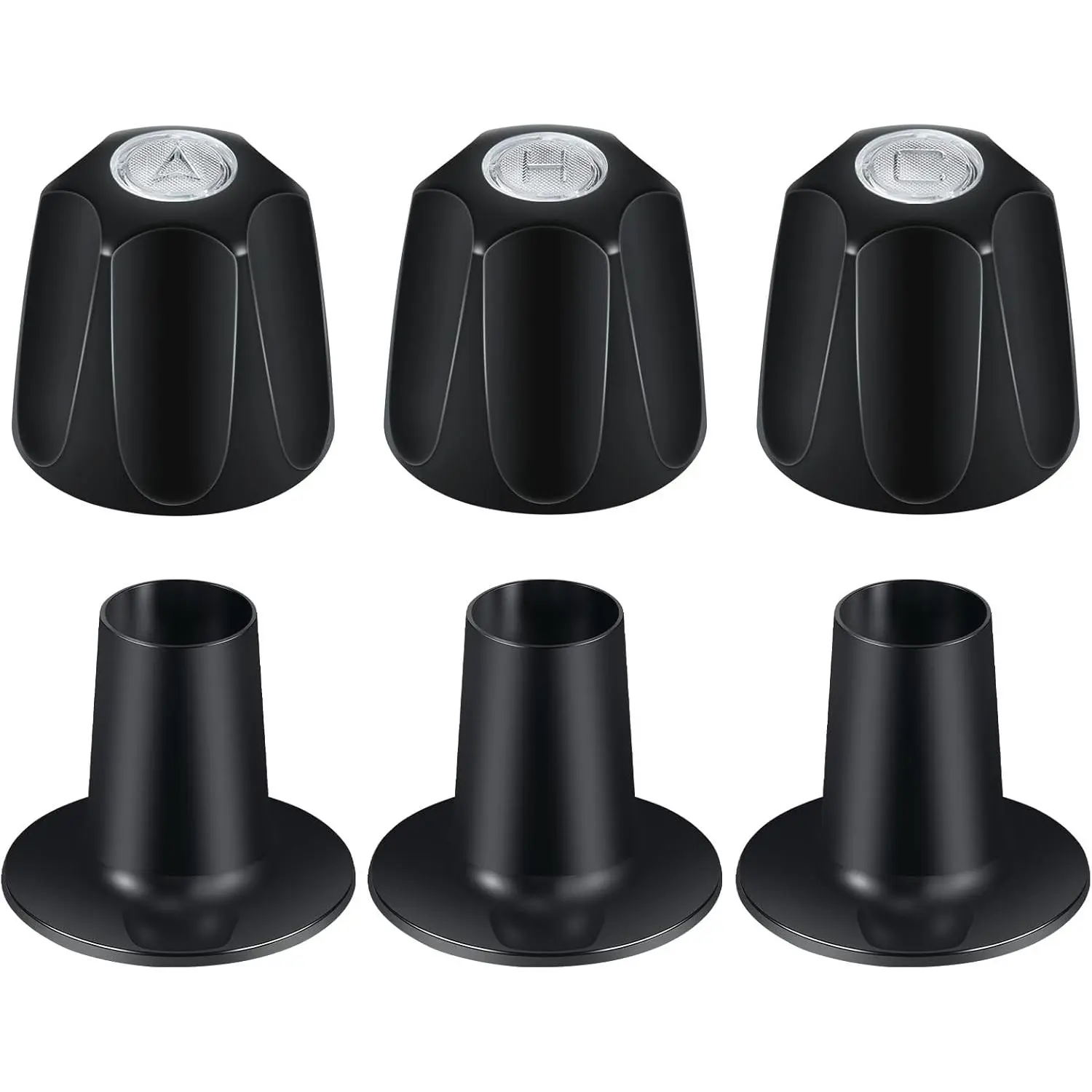 Metal Matte Black Shower Knob 3 count Replacement, Compatible with Price/Pfister Verve Tub Shower Handle, 3 Faucet Handle Trim Kit, Include 1 Hot 1 Cold 1 Diverter Knob, Height 2.35 in Width 2.35 in