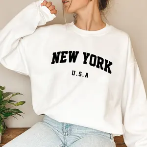New York Sweatshirt Graphic Sweatshirt Long Sleeve Tops Pullover Fall Outfit Sweatshirt for Women Long Sleeve Shirts Crewneck Fashion Outfits 2025 Trendy Tops Unisex Sweatshirts