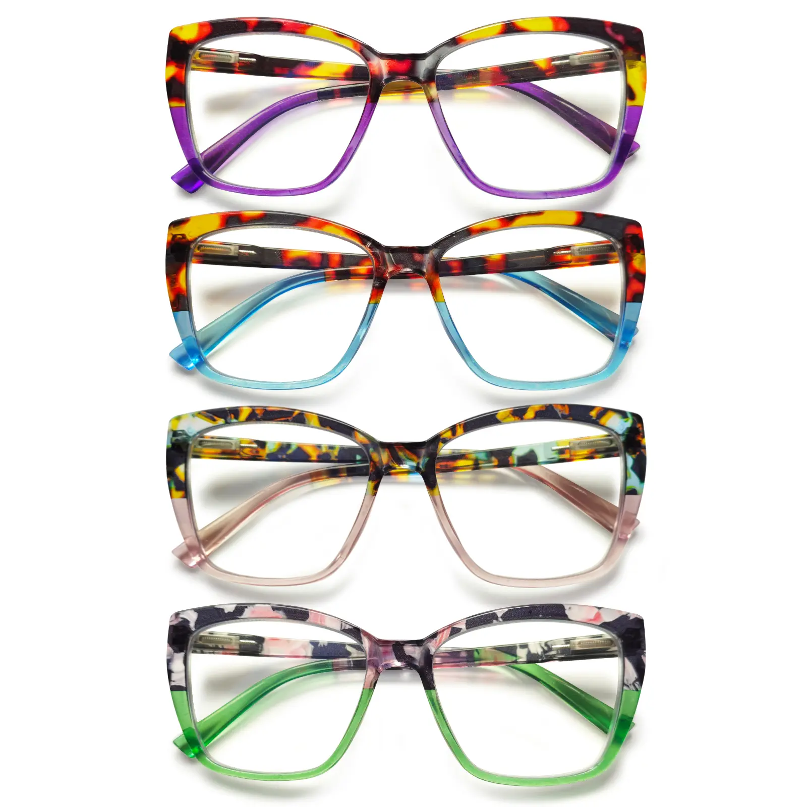 ZOECENT Cat Eye Reading Glasses for Women Blue Light Blocking Patterned Frames Spring Hinges Degree+1.5+1.75+2.0+2.5
