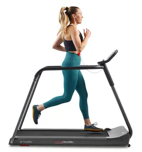 Sunny Health & Fitness SF-T722062 Running Treadmill with Handrails, Extended Safety Handrails, 18.9" Wide Deck, Shock Absorption, SunnyFit App, Digital Monitor, Non-Slip Handrails, Emergency Stop Clip, Low Profile Deck, Transportation Wheels