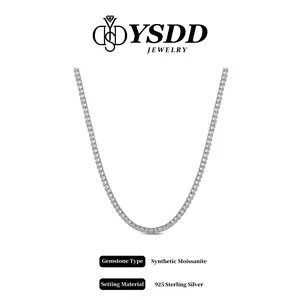 【#465 Tennis Necklace】3mm & 4mm Classic Tennis Necklace/Choker vvs Synthetic Moissanite Necklace in 925 Sterling Silver