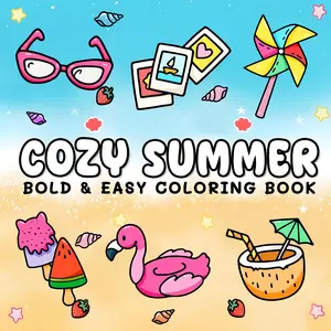 Coloring Book 1pc Cozy Summer Bold & Easy Coloring Book, Cute Beach Stress Relief for Adults  Gifts suitable for friends
