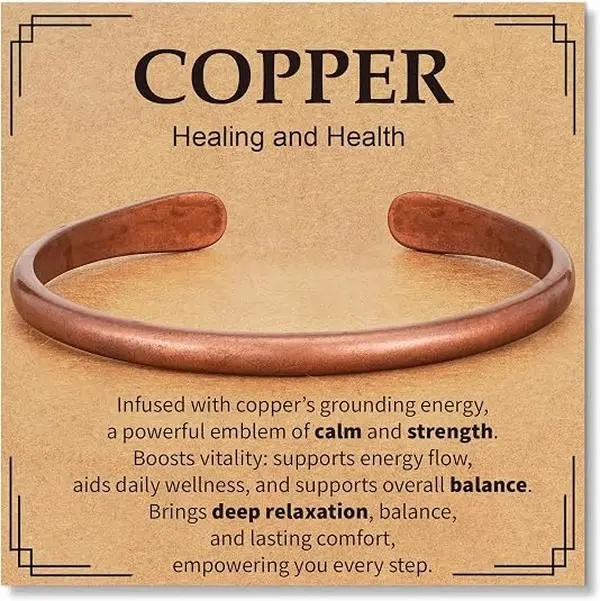 Pure Copper Bracelets for Women Men Waterproof Healing Cuff Bracelets for Men Adjustable Chunky Healing Copper Bangle Jewelry Gifts