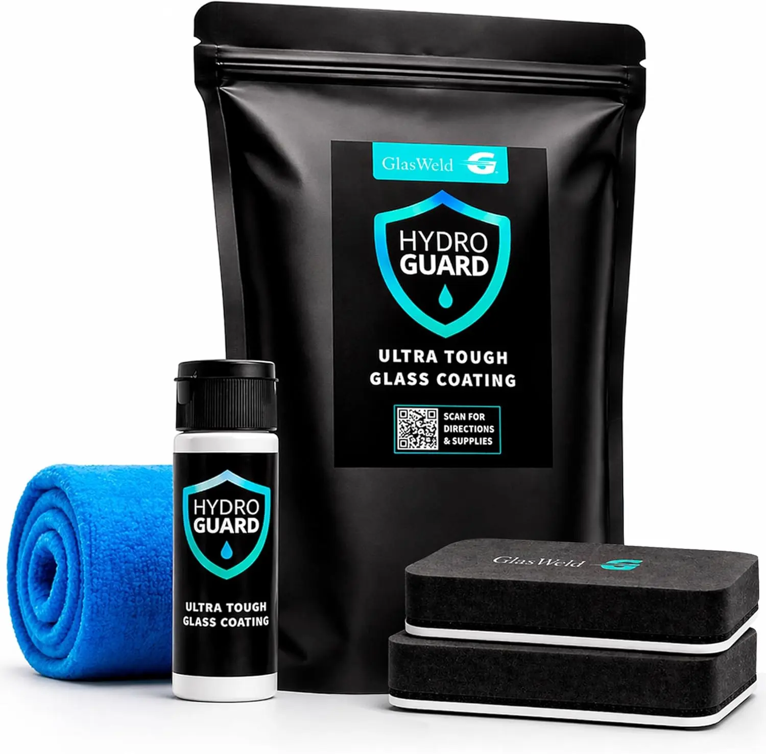 HydroGuard Hydrophobic Glass Coating Kit, 30ml - Water Repellent Protection for Windshields, Shower Doors & Exterior Glass