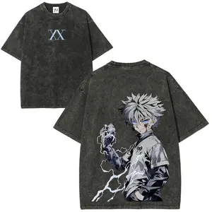 Hunter Killua Oversize Unisex Washed T-Shirt for Women and Men's Unisex Fit Batik Cotton Oversize Streetwear Menswear  Super Soft Pre-Shrunk gift tee soulja boy outfit gorlock destroyer tshirt tv show christian clothing