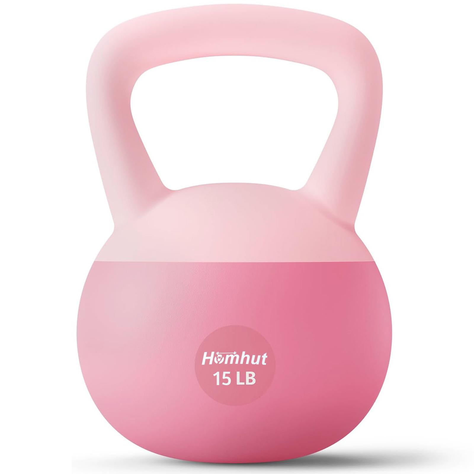 Homhut Eco-Friendly 15 lb Durable Soft Kettlebell with Handle, Non-Toxic Fitness Equipment for Home Gym Strength & Core Training Conditioning, Sports & Outdoor Gym Accessory, No