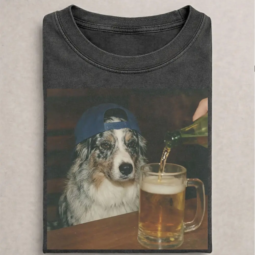 Silly Australian Shepherd Drinking Beer Shirt, Dog Meme Graphic, Gift for Women, Gift for Men