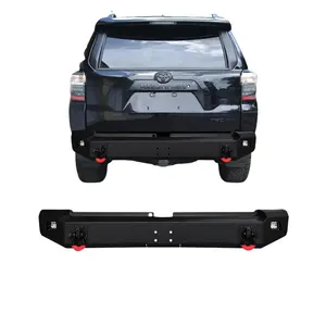 TIOYAR Black Texture Rear Bumper, Automotive Car Accessories for 2015-2024 Toyota 4 Runner with Winch Plate, Square Lights, 4.75T D-Rings to Upgrade Off-Road Functionality