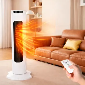 Ceramic Tower Space Heater 22" 2000W Electric Heaters Indoor 60° Oscillation Heating Fan with Remote Control & Tip-over for Home Comfort