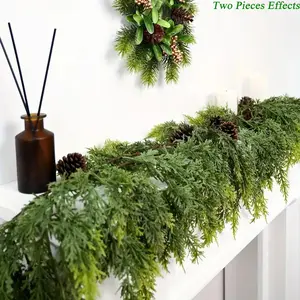 Lush Real Touch Winter Cedar Garland 72" - Perfect for Home Holiday Decor, Green Artificial Greenery Garland for Table, Mantle, Wall, Indoor, Outdoor Christmas Decorations,Christmas top-selling product Christmas gift