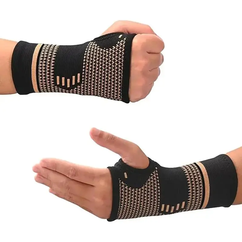 Copper Compression Wrist Sleeves (Pair) - Lightweight Athletic Support for Tendonitis, Arthritis & Daily Workout, Adults
