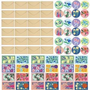 24 pcs Blank Cards and Envelopes Floral Blank Note Cards with Envelopes and Stickers Greeting Cards for Wedding, Thank You, Birthday, Wedding, Invitation