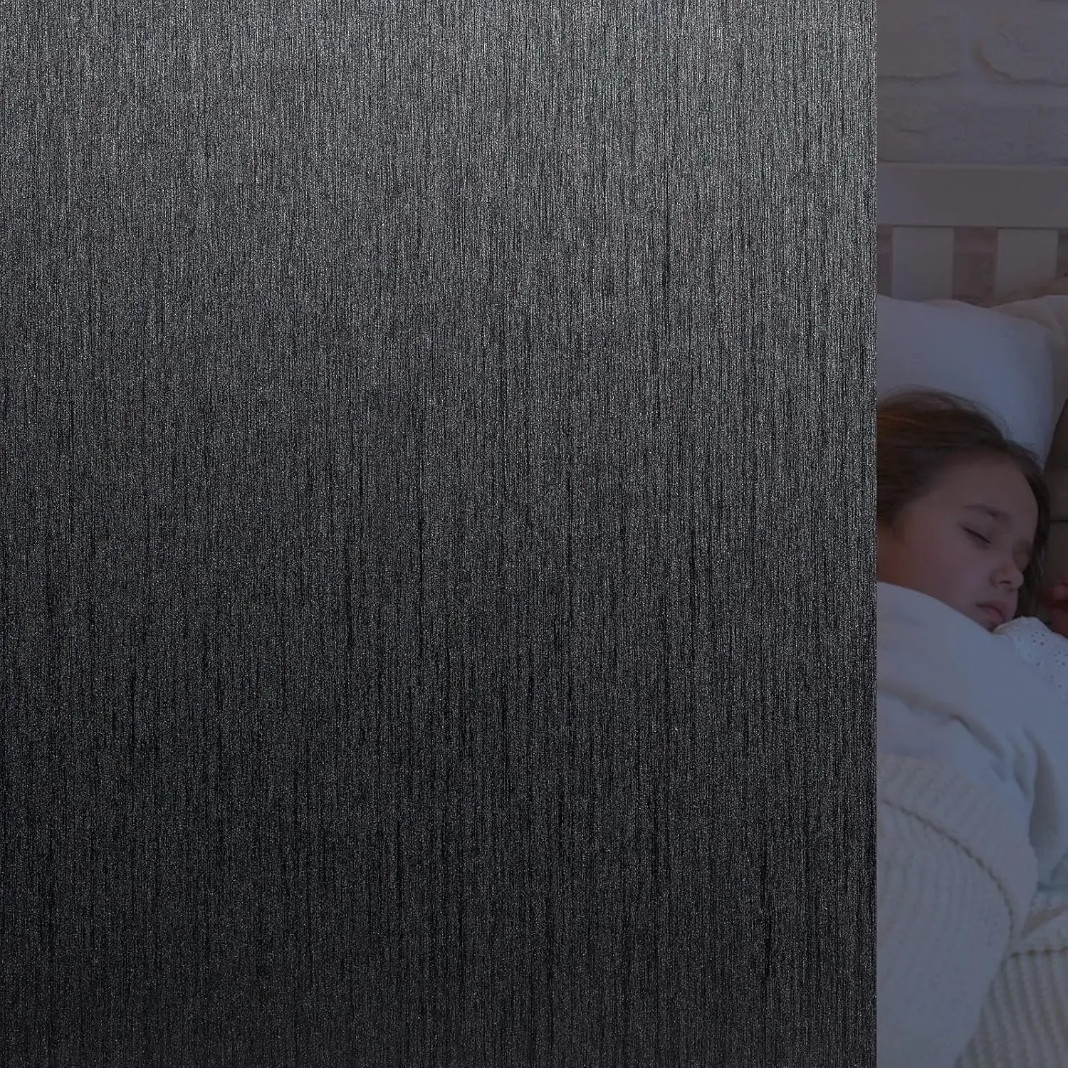 Total Blackout Window Film - Silk Black Decorative  Film, Removable Window Tint for Daytime Sleeping,  Room Darkening, Sun Blocking, Non-Adhesive, 23.6in x 6.5ft