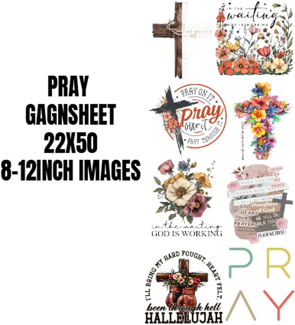 PRAY DTF GANGSHEET FOR SHIRTMAKING