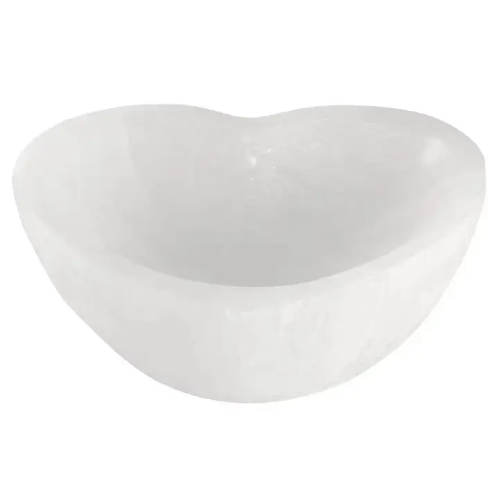 Selenite Heart Trinket Holder Display Container Display Riser