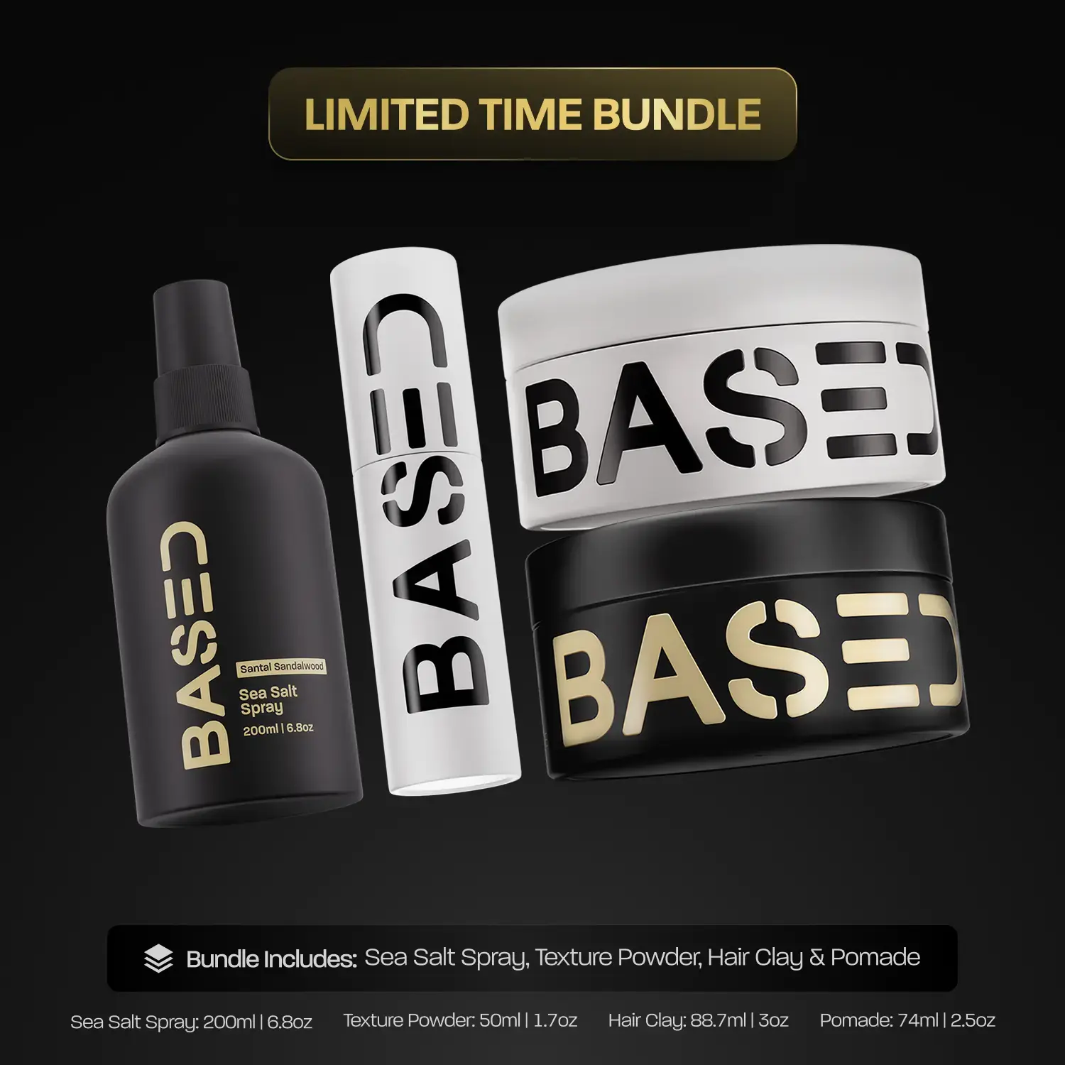 BASED All-In-One Hair Set Shampoo Conditioner + 4-Pc Styling Bundle
