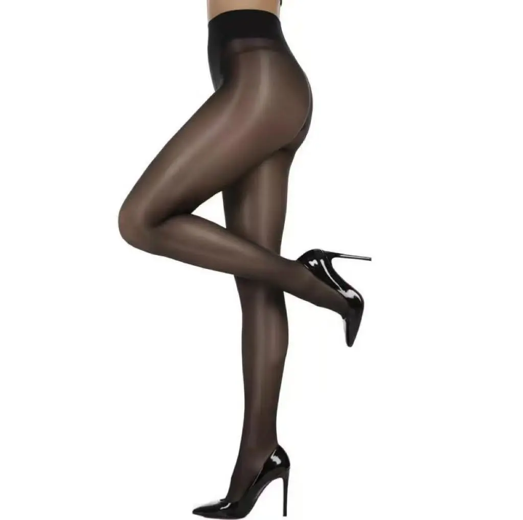 Women's Silk Horse Oil Elegant Sheer Seamless Elastane Tights - All-Season Thin 1-Piece Comfortable Water-Light Lacy Sexy Shining Plus Size Stockings for Bridal, Festival Events, Elegant Tights, Lightweight, Sheer Tights