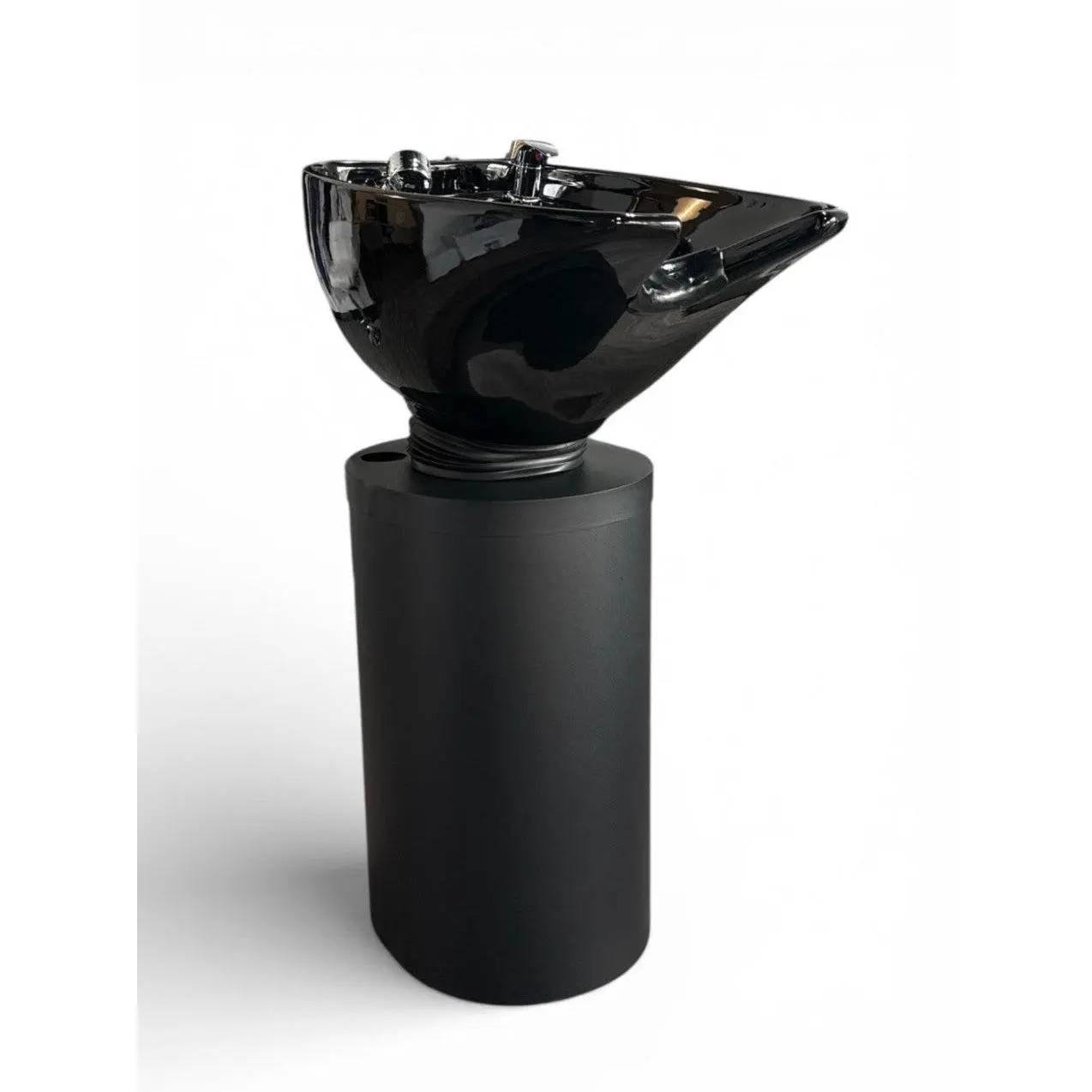 Manal Pedestal Shampoo Bowl, Sturdy Standard Classic Ceramic Salon Commercial Furniture, Built-in Drain Assembly, Chemical Wear-Resistant, Waterproof, Stain-Resistant, Plumbing-Fitted Hot and Cold Water Connections