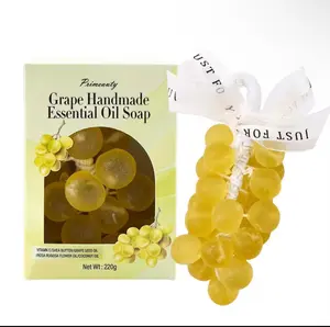 Primeauty Grape Handmade Essential Oil Soap - 220g - Gentle Moisturization for All Skin Types - Adorable Fruit Design - Transparent Crystal - Luxurious Bath Experience