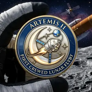 Artemis II Mission Coin, First Crewed Lunar Flyby Commemorative Coins, Space Enthusiast Gift