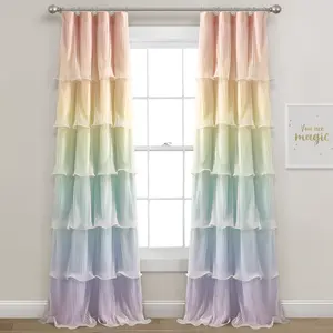Lush Decor Rainbow Ombre Nerina Light Filtering Window Curtain Panels Pair 36"W x 63‘’—84"L Rainbow - Rainbow Curtains - For　Bedroom - Nursery Decor