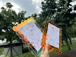 Colorful Fan-Shaped Acrylic Magnet Photo Frame 5x7IN Flower & Wave Pattern Creative Home Gift Press Flower Frame