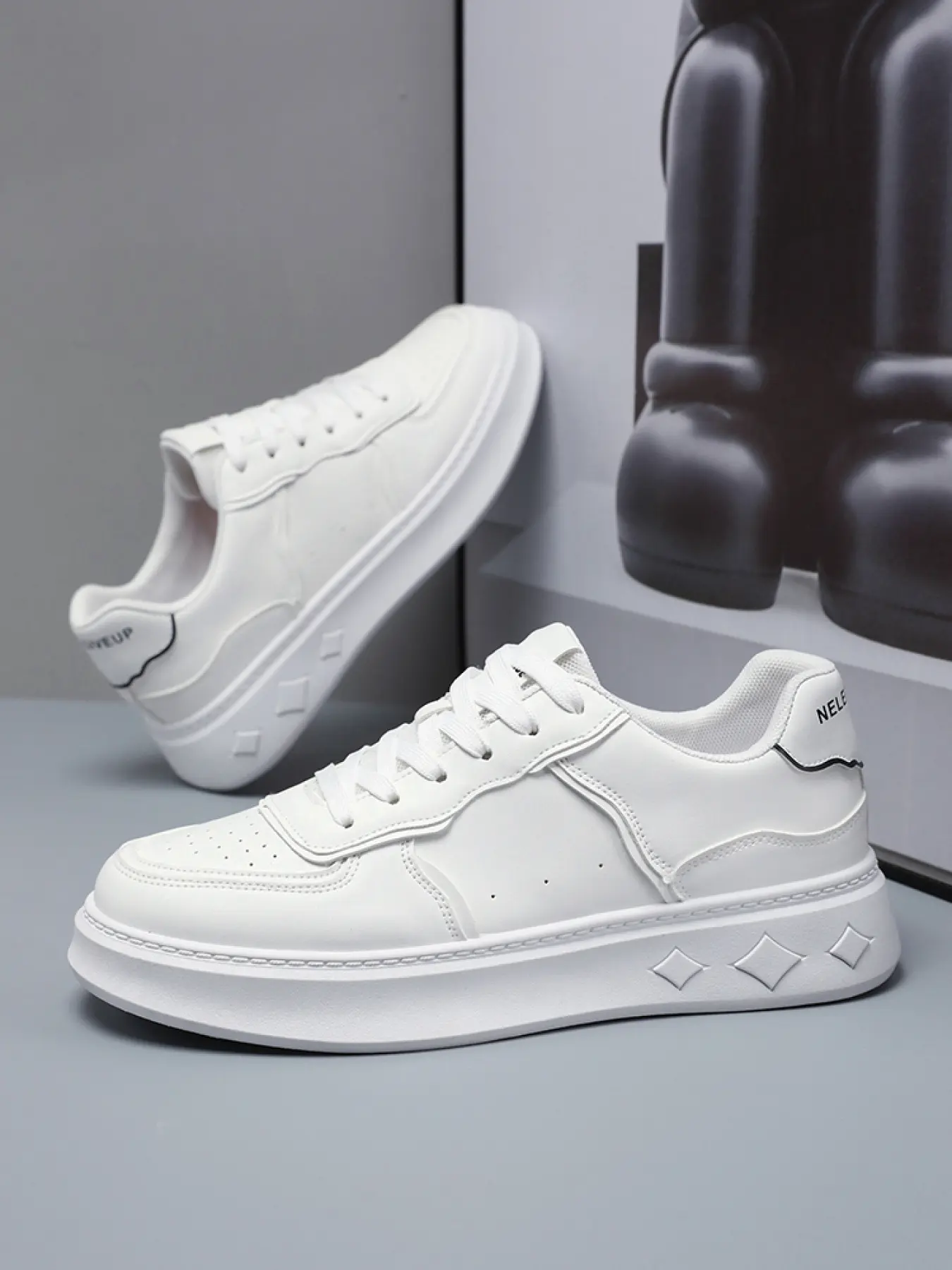 Men's Korean Style White Sneakers | Breathable Skate Shoes | Campus Casual Wear