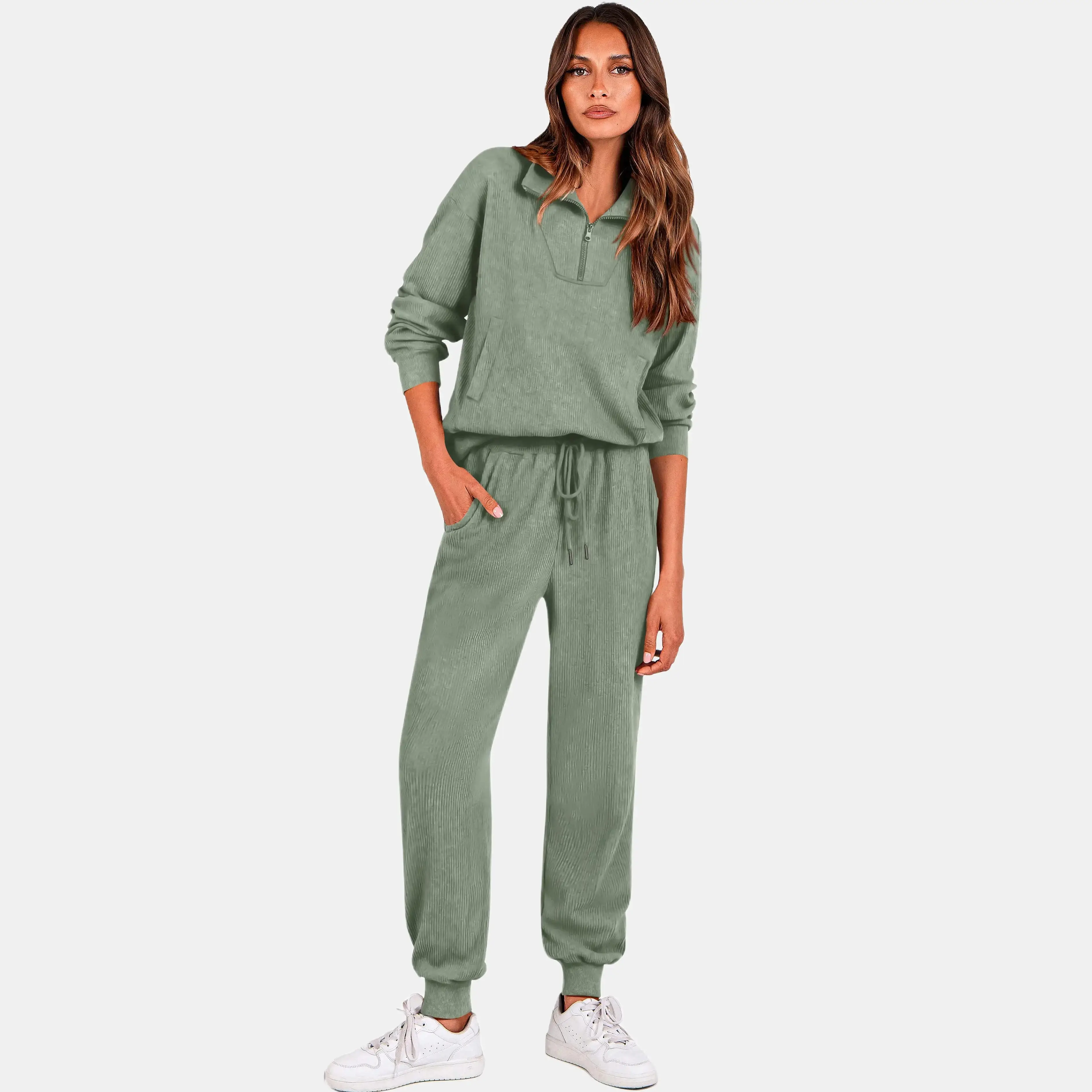 PRETTYGARDEN Women's 2-Piece Sweatsuits Set Long Sleeve Half Zip Pullover Sweatshirt Joggers Pants Comfy Outfits Soft Tracksuit Athletic Training Appa