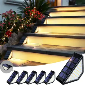 Solar Step Lights for Outside,24 LEDs Solar Stair Lights  IP65,Solar Deck Lights Outdoor for Yard, Porch, Front Door, Stair, Step, Patio, Deck(6 Pack, Warm White)